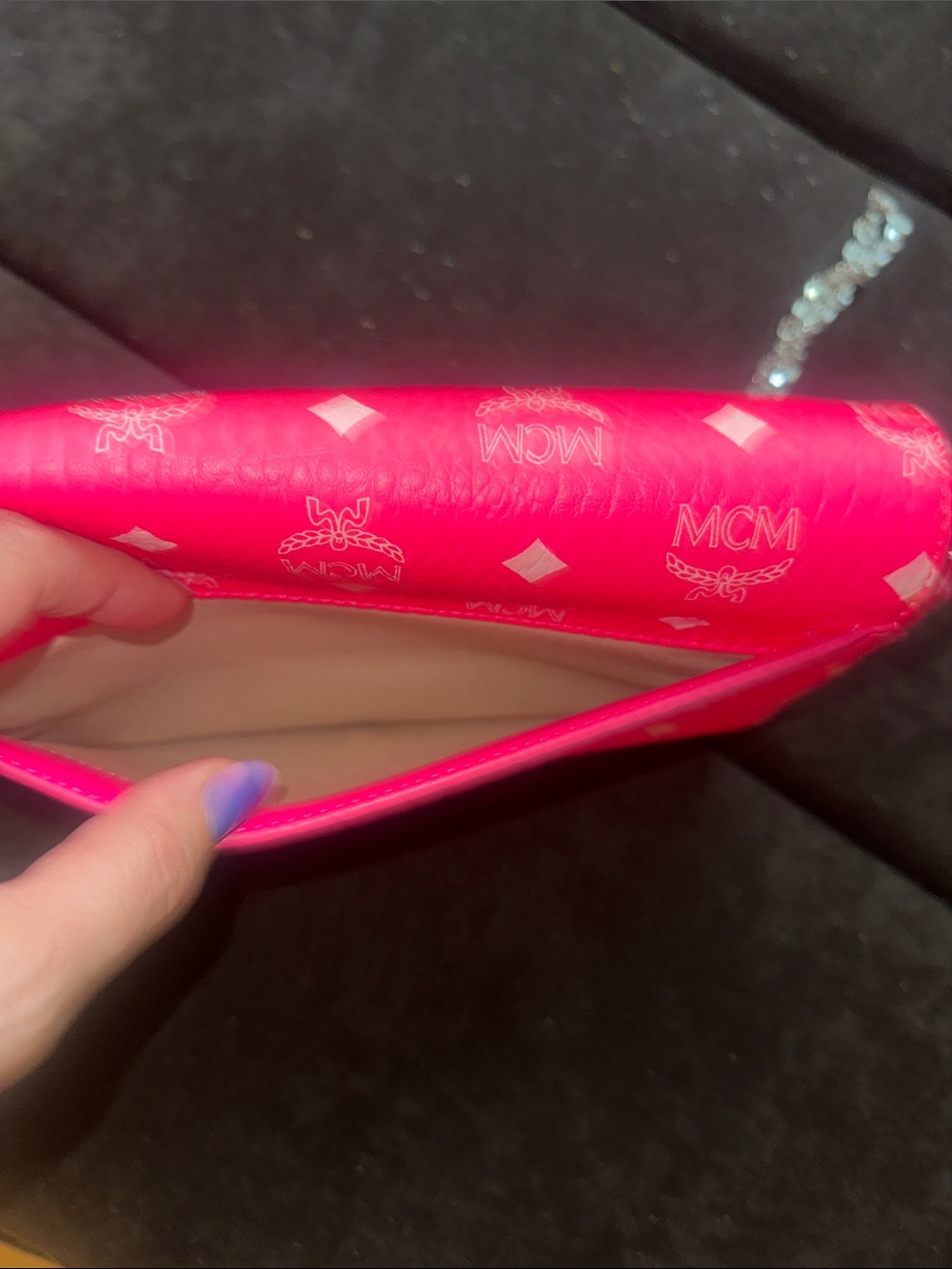 Never used Hot Pink MCM with silver chain - Picture 13 of 16